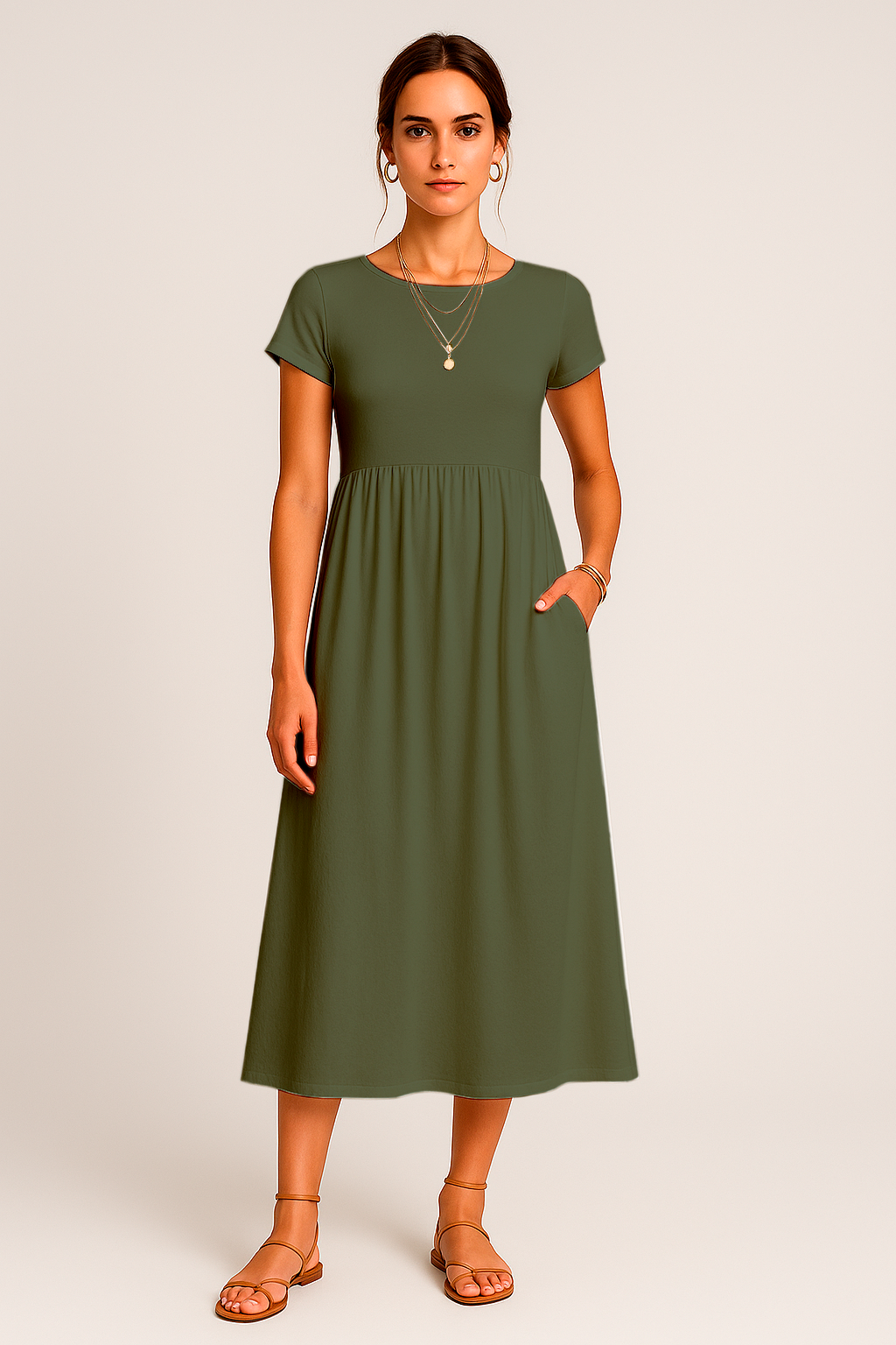 Vestido Alice Midi e Manga Curta