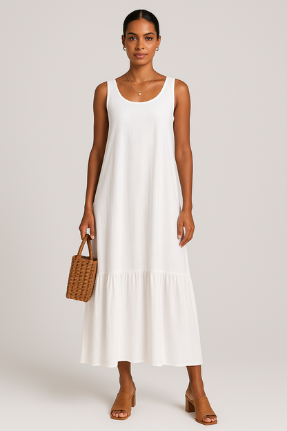 Vestido Sophia Longo com Babado na Barra