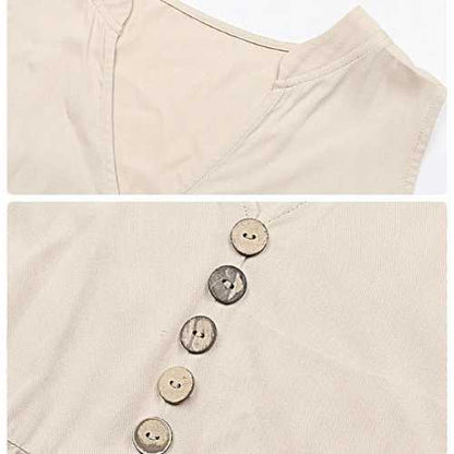 Vestido Maia Decote V com Botões e Saia 3 Marias