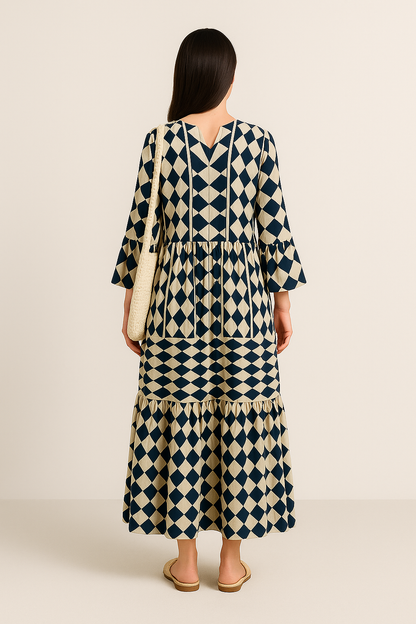 Vestido  Longuete™  Tecido Leve Estiloso e Moderno