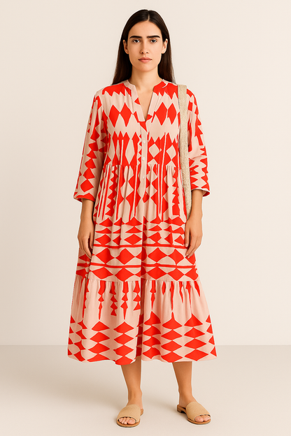 Vestido  Longuete™  Tecido Leve Estiloso e Moderno