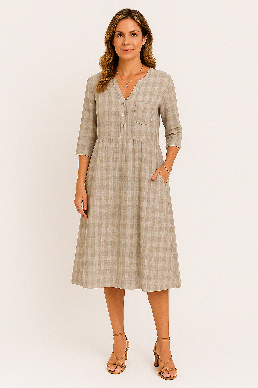 Vestido Ana Maria Decote V Manga Longa