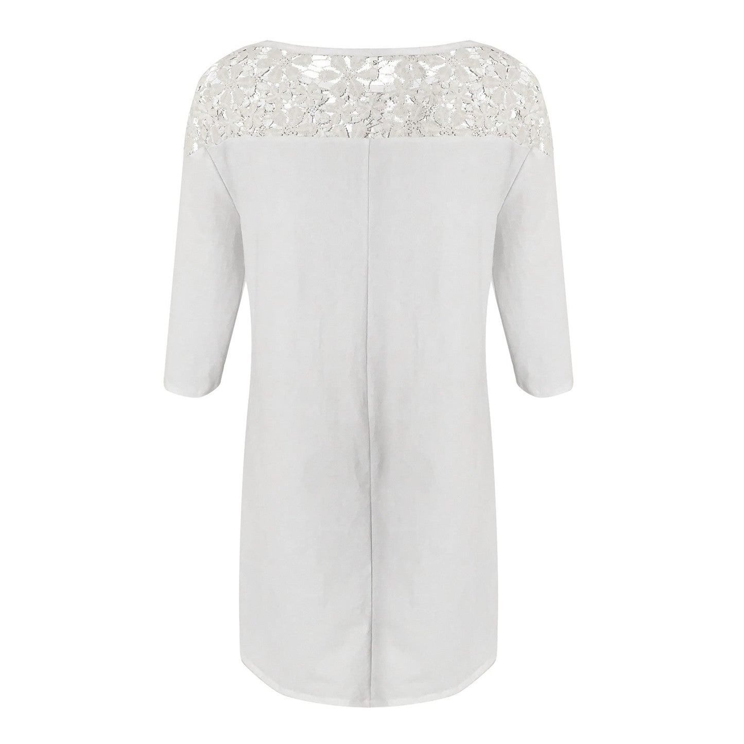 Vestido Bruna Curto Manga 3/4 e Renda Guipir no Decote