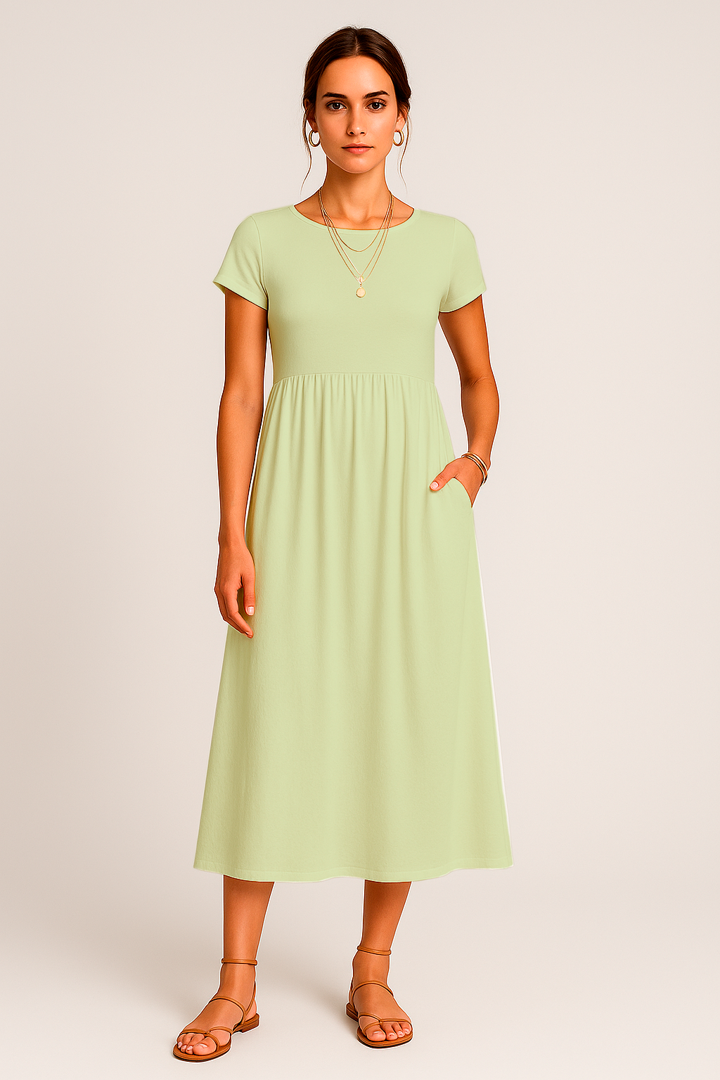 Vestido Alice  Midi e Manga Curta