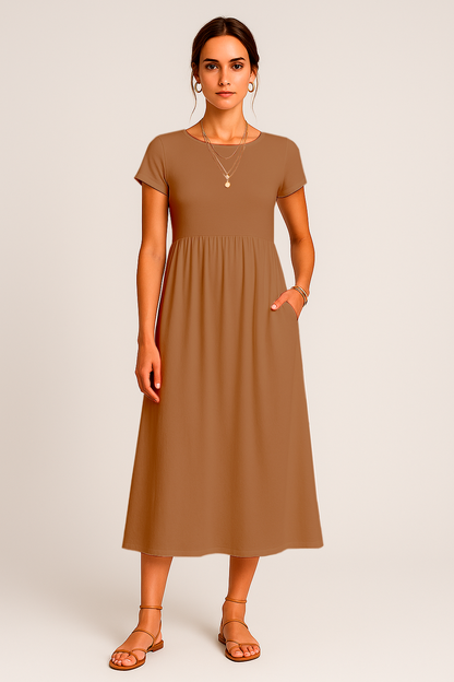 Vestido Alice  Midi e Manga Curta