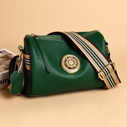 Bolsa  Marie de Couro Legítimo Alça Listada