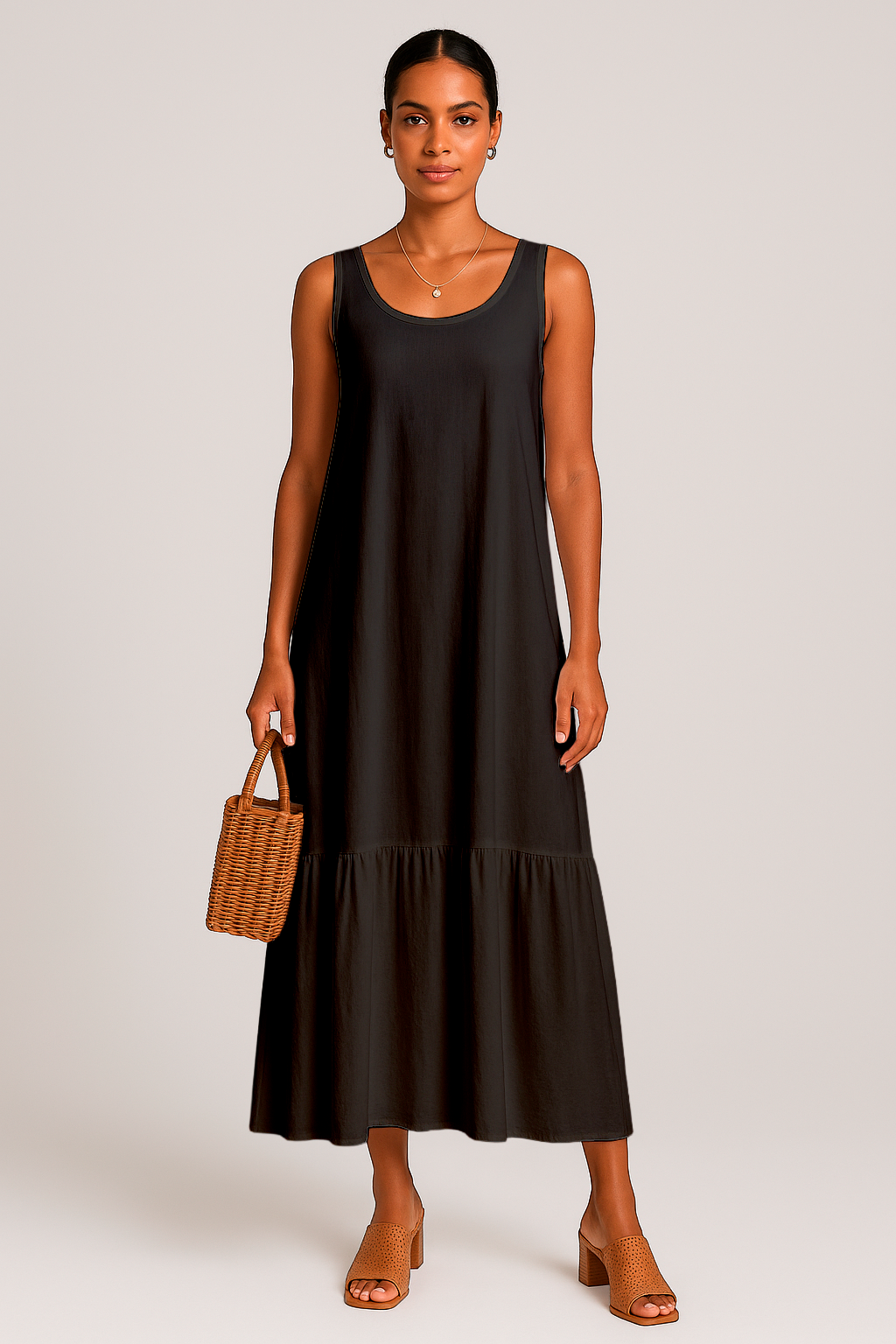 Vestido Sophia Longo com Babado na Barra